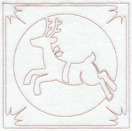 Night Before Christmas Reindeer Quilting Square (Single Run)