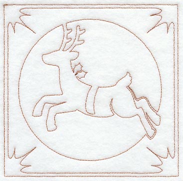 Night Before Christmas Reindeer Quilting Square (Single Run)