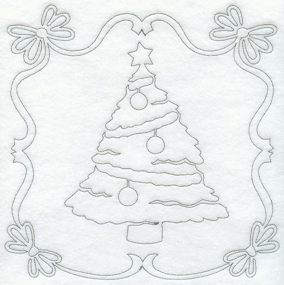 Night Before Christmas Bows and Tree Quilting Square (Single Run)