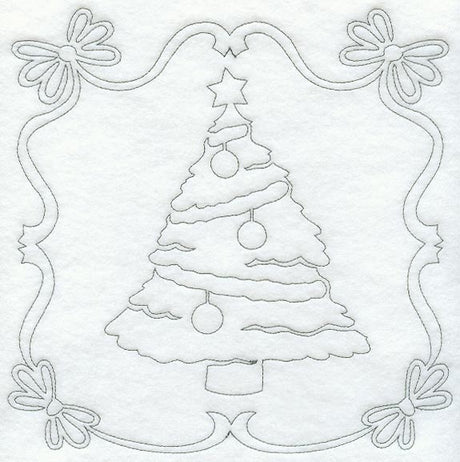 Night Before Christmas Bows and Tree Quilting Square (Single Run)