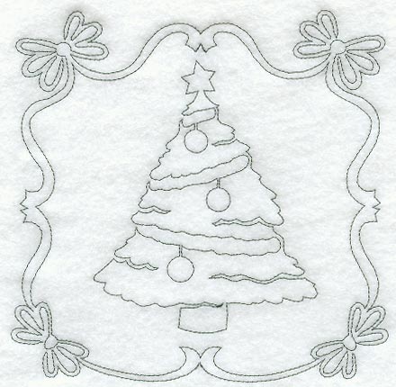 Night Before Christmas Bows and Tree Quilting Square (Single Run)