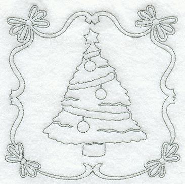 Night Before Christmas Bows and Tree Quilting Square (Single Run)