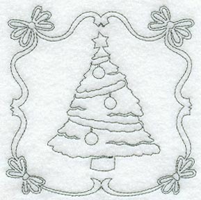 Night Before Christmas Bows and Tree Quilting Square (Single Run)