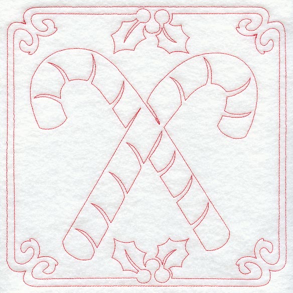 Night Before Christmas Candy Cane Quilting Square (Single Run)