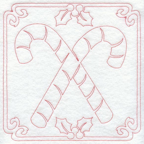 Night Before Christmas Candy Cane Quilting Square (Single Run)