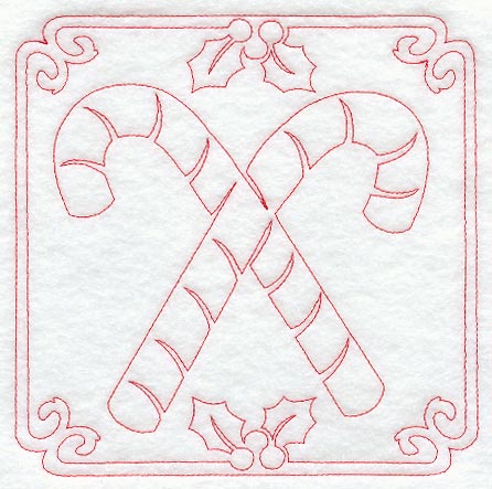 Night Before Christmas Candy Cane Quilting Square (Single Run)