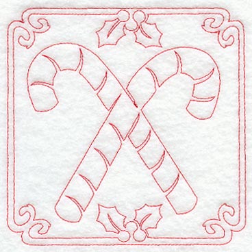 Night Before Christmas Candy Cane Quilting Square (Single Run)