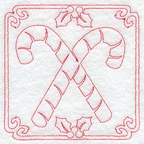 Night Before Christmas Candy Cane Quilting Square (Single Run)