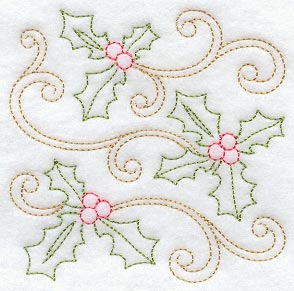 Holly Square (Redwork)
