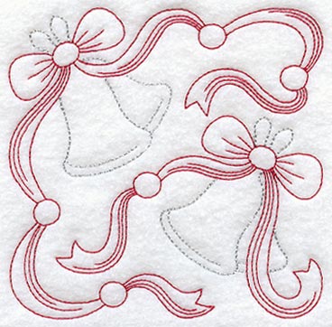Bells and Bows Square (Redwork)