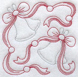 Bells and Bows Square (Redwork)