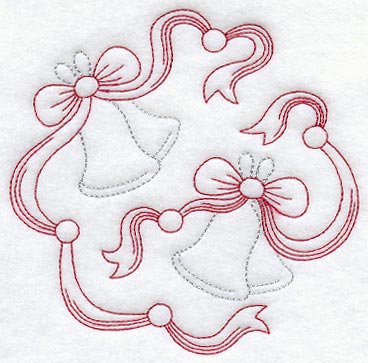 Bells and Bows Circle (Redwork)