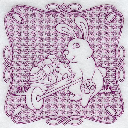 Easter Bunny with Wheelbarrow (Trapunto)