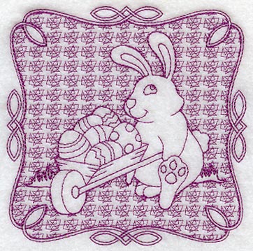 Easter Bunny with Wheelbarrow (Trapunto)