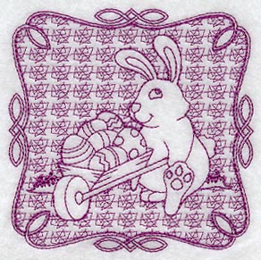 Easter Bunny with Wheelbarrow (Trapunto)