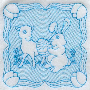 Easter Bunny and Lamb (Trapunto)