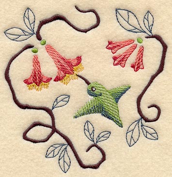 Hummingbird and Weigela Floral Fashion