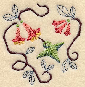 Hummingbird and Weigela Floral Fashion