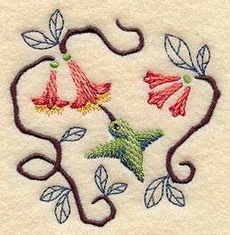 Hummingbird and Weigela Floral Fashion