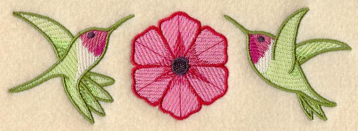 Flirty Hummingbird and Trumpet Flower Trio