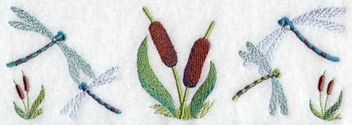 Dragonfly and Cattail Trio