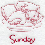 Busy Kitty on Sunday (Redwork)