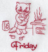 Busy Kitty on Friday (Redwork)