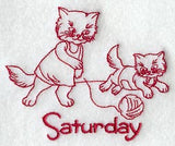 Busy Kitty on Saturday (Redwork)