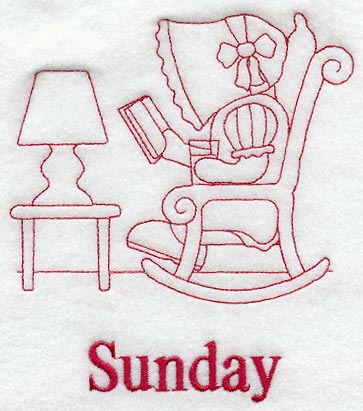 Sunbonnet Sue on Sunday (Redwork)