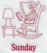 Sunbonnet Sue on Sunday (Redwork)
