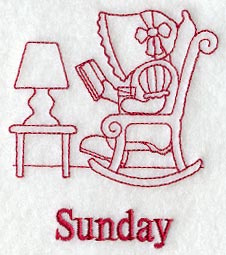 Sunbonnet Sue on Sunday (Redwork)