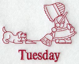 Sunbonnet Sue on Tuesday (Redwork)
