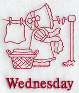 Sunbonnet Sue on Wednesday (Redwork)