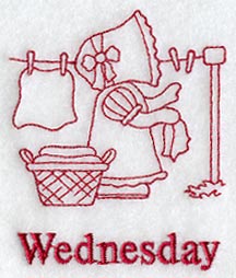 Sunbonnet Sue on Wednesday (Redwork)