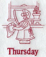 Sunbonnet Sue on Thursday (Redwork)