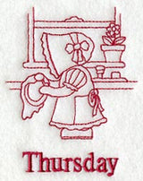 Sunbonnet Sue on Thursday (Redwork)