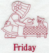 Sunbonnet Sue on Friday (Redwork)