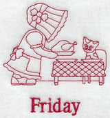 Sunbonnet Sue on Friday (Redwork)