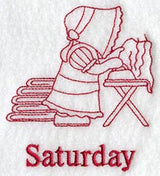 Sunbonnet Sue on Saturday (Redwork)