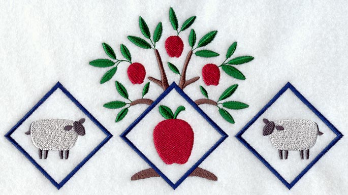 Apple Tree and Sheep Trio