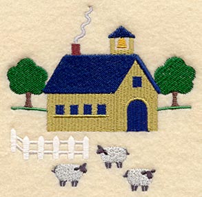 Saltbox Schoolhouse with Sheep
