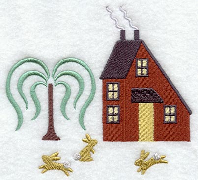 Saltbox House with Bunnies