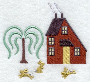 Saltbox House with Bunnies