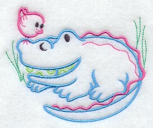 Happy Crocodile and Bird