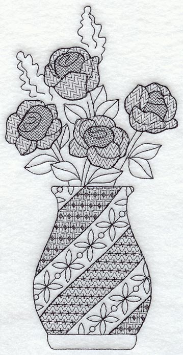 Rose Vase (Blackwork)
