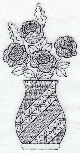 Rose Vase (Blackwork)
