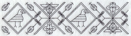 Birds and Blooms Border (Blackwork)