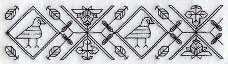 Birds and Blooms Border (Blackwork)