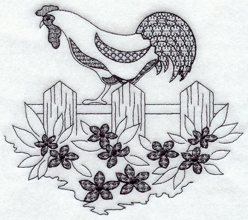 Rooster Scene (Blackwork)