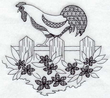 Rooster Scene (Blackwork)